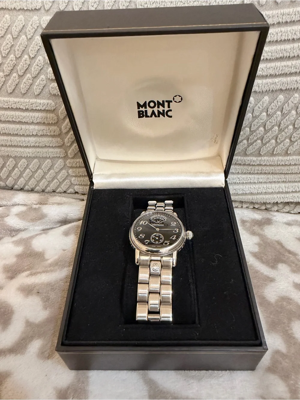 Montblanc Meisterstuck Reserve de Marche 7017 Steel Manual Mens Watch Black Box
